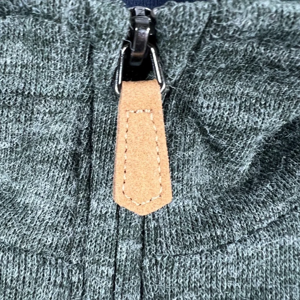 Banana Republic Mens Sweatshirt Medium Green Long Sleeve 1/4 Zip Mock Neck